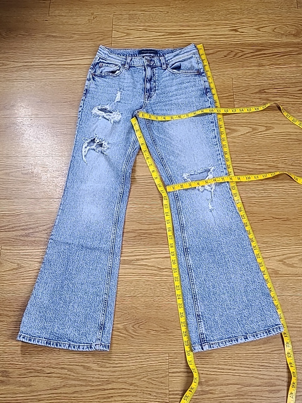 Aeropostale High Rise Flare Pre-owned Distroyed Stone Wash Womens Jeans 4x30